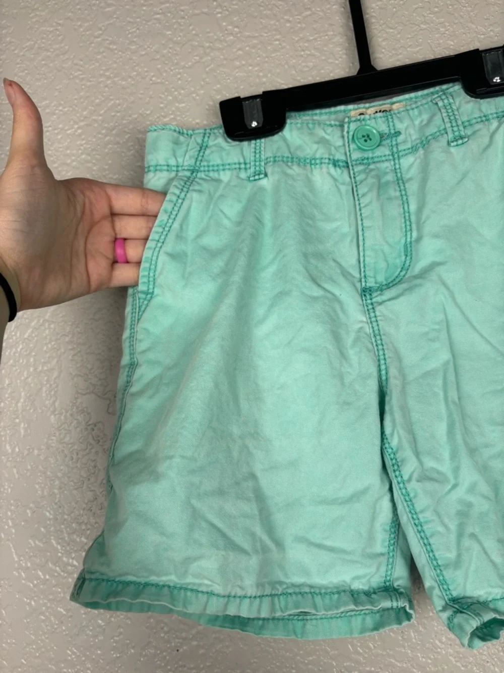 OshKosh B'Gosh Boys Bright Mint Aqua Chino Shorts Size 8 Cotton Coastal Summer